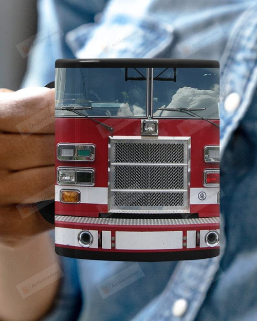 Fire Truck Head Firefighter Gifts For Dad Husband From Daughter Son Birthday Fathers Day Best Present, Ceramic Coffee Mug, Firefighter Retirement Gift For Men And Women 11oz 15oz