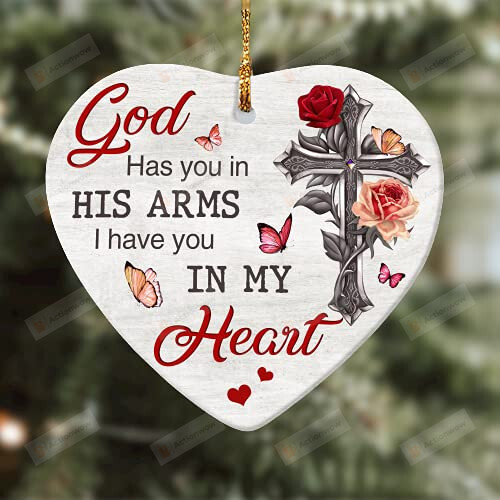 Cross With Rose God Has You In His Arm Ornament Jesus Ornament God Gift Car Hanging Ornament Hanging Decoration Merry Christmas Ornament