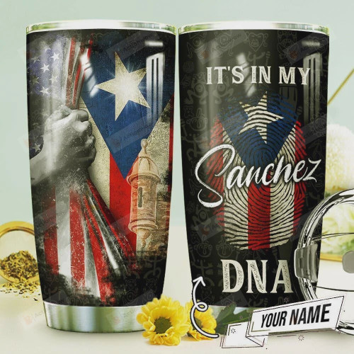 Personalized Puerto Rico Flag It's In My Dna Stainless Steel Tumbler Cup