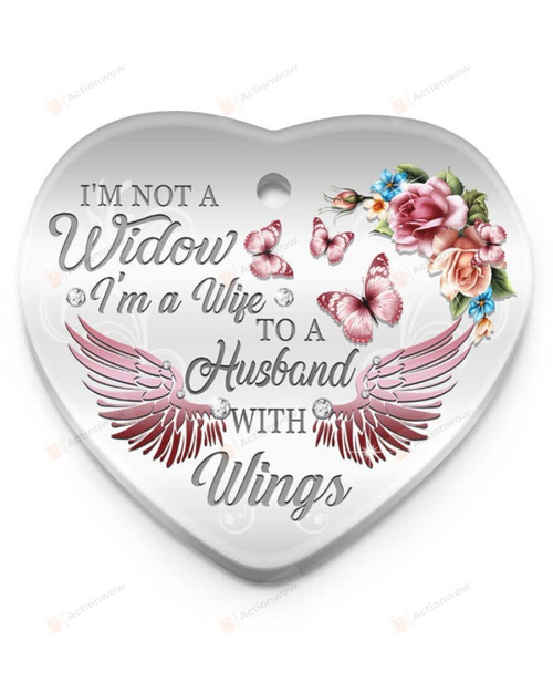 Memorial Christmas Ornament, I'M Not A Widow I'M A Wife To A Husband With Wings Ornament King Of Hearts Ornament Christmas Hanging Ornaments Loss Of Husband Memorial Gifts