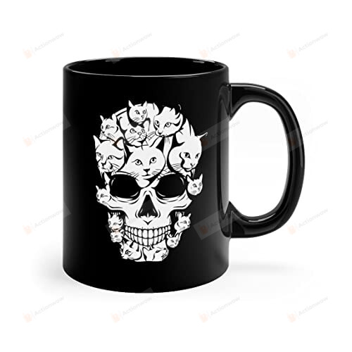 Halloween Skull Cat Coffee Mug Gifts For Man Woman Family Friends Gifts For Cat Mom Cat Dad Halloween Skull Coffee Cup Cat Lover Mug Funny Halloween Gifts Halloween Event Decor
