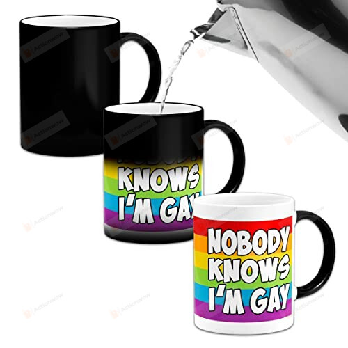 Funny Saying Mug Nobody Knows I'M Gay Heat Colour Changing Mug