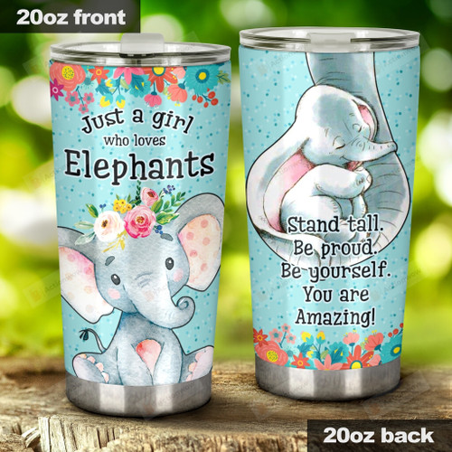 Elephant Just A Girl Who Loves Elephants Tumbler Stainless Steel Tumbler, Tumbler Cups For Coffee/Tea, Great Customized Gifts For Birthday Christmas Thanksgiving Anniversary