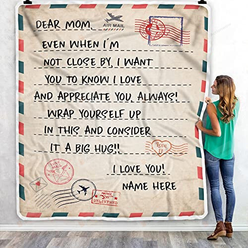 Homedeco I Love You Mail Personalized Letter To Mom Blanket For Mother's Day Happy Mother's Day Blanket, Soft & Cozy Fleece Sherpa Throw, Gift Idea For Mom On Mothers Day, Christmas, Birthday Gift