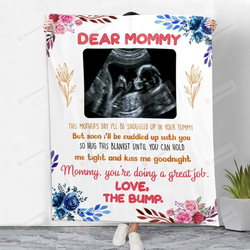 Personalized Dear Mommy You're Doing A Great Job Fleece Sherpa Blanket First Mothers Day Blanket Baby Ultrasound Sonogram Blanket Gift For Mom To Be Expectant Mothers Pregnancy Announcement Blanket