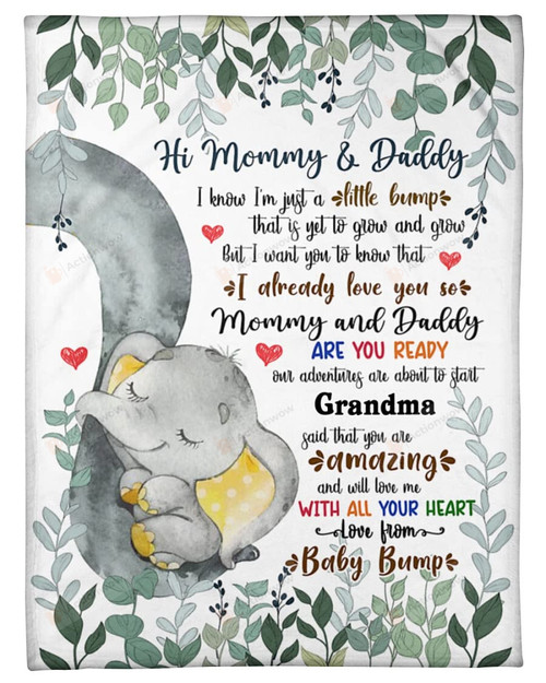 Personalized Hi Mommy And Daddy I Know I'm Just A Little Bump Blanket