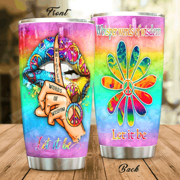 Hippie Lips Whisper Words Of Wisdom Stainless Steel Tumbler Perfect Gifts For Hipppie Tumbler Cups For Coffee/Tea, Great Customized Gifts For Birthday Christmas Thanksgiving
