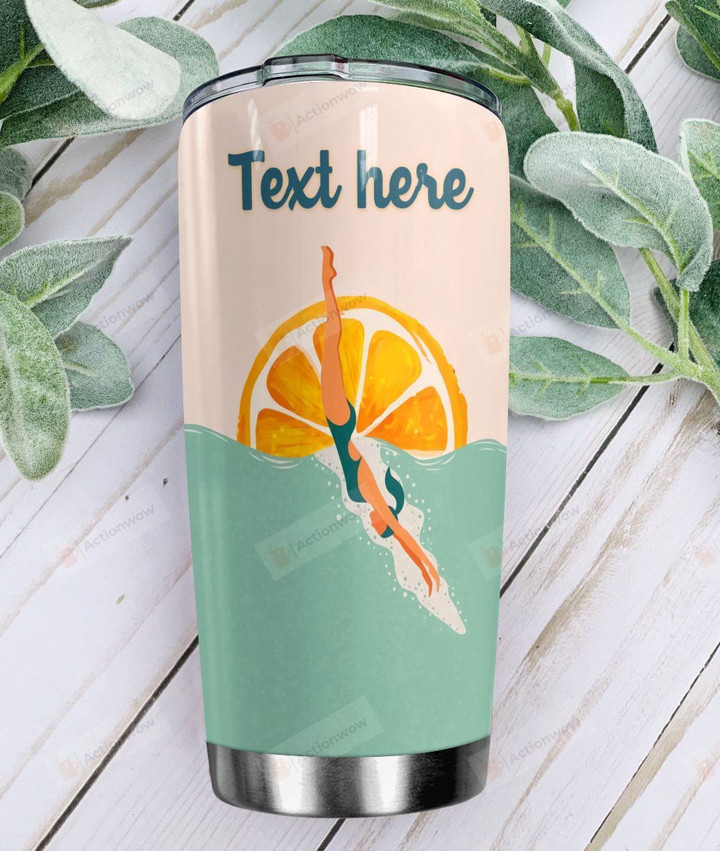 Personalized Swimming Stainless Steel Tumbler Perfect Gifts For Swimming Lover Tumbler Cups For Coffee/Tea, Great Customized Gifts For Birthday Christmas Thanksgiving