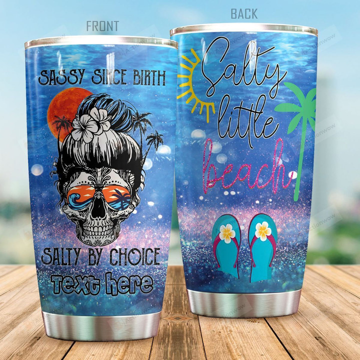 Personalized Salty Little Beach Stainless Steel Tumbler Perfect Gifts For Beach Lover Tumbler Cups For Coffee/Tea, Great Customized Gifts For Birthday Christmas Thanksgiving