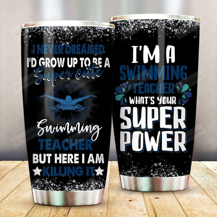 Super Cute Swimming Teacher Stainless Steel Tumbler Perfect Gifts For Teacher Tumbler Cups For Coffee/Tea, Great Customized Gifts For Birthday Christmas Thanksgiving