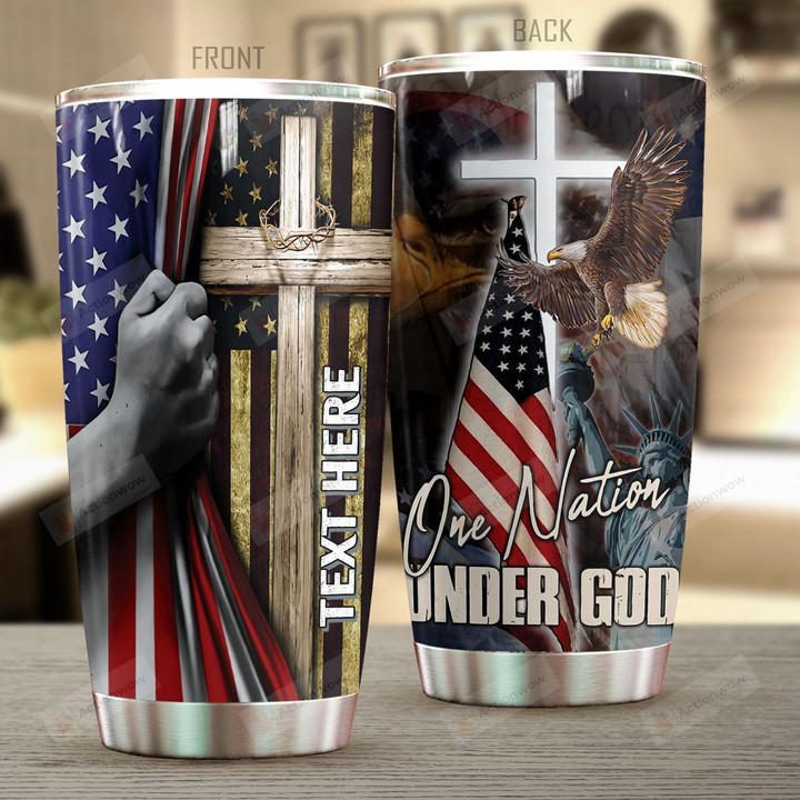 Personalized God One Nation Under God Stainless Steel Tumbler Perfect Gifts For God Lover Tumbler Cups For Coffee/Tea, Great Customized Gifts For Birthday Christmas Thanksgiving