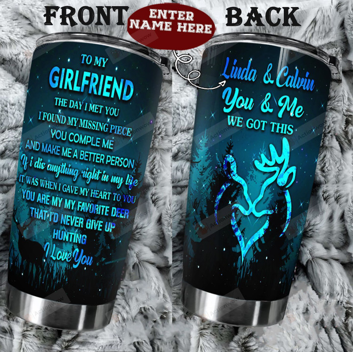 Personalized Deer Hunting To My Girlfriend From Boyfriend You Are My Favorite Deer Stainless Steel Tumbler Perfect Gifts For Hunting Lover Tumbler Cups For Coffee/Tea, Great Customized Gifts For Birthday Christmas Thanksgiving Valentine's Day