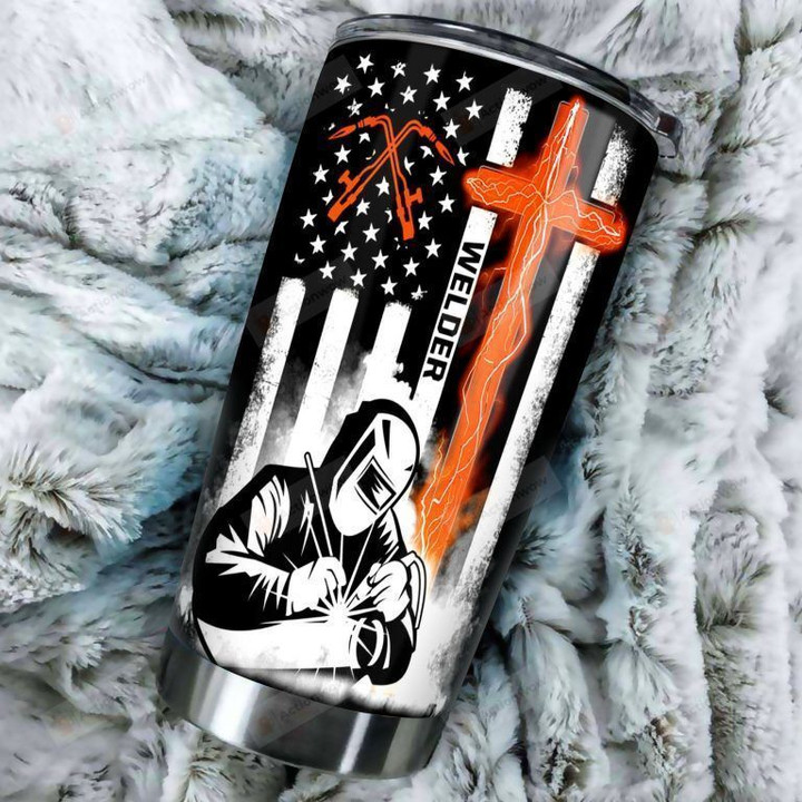 Welder Flag Stainless Steel Tumbler, Tumbler Cups For Coffee/Tea, Great Customized Gifts For Birthday Christmas Thanksgiving