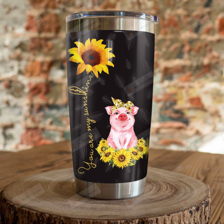 Pig Sunflower You Are My Sunshine Stainless Steel Tumbler, Tumbler Cups For Coffee/Tea, Great Customized Gifts For Birthday Christmas Thanksgiving