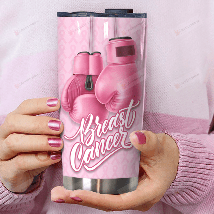 Breast Cancer Fighter Stainless Steel Tumbler Perfect Gifts For Breast Cancer Awareness Tumbler Cups For Coffee/Tea, Great Customized Gifts For Birthday Christmas Thanksgiving