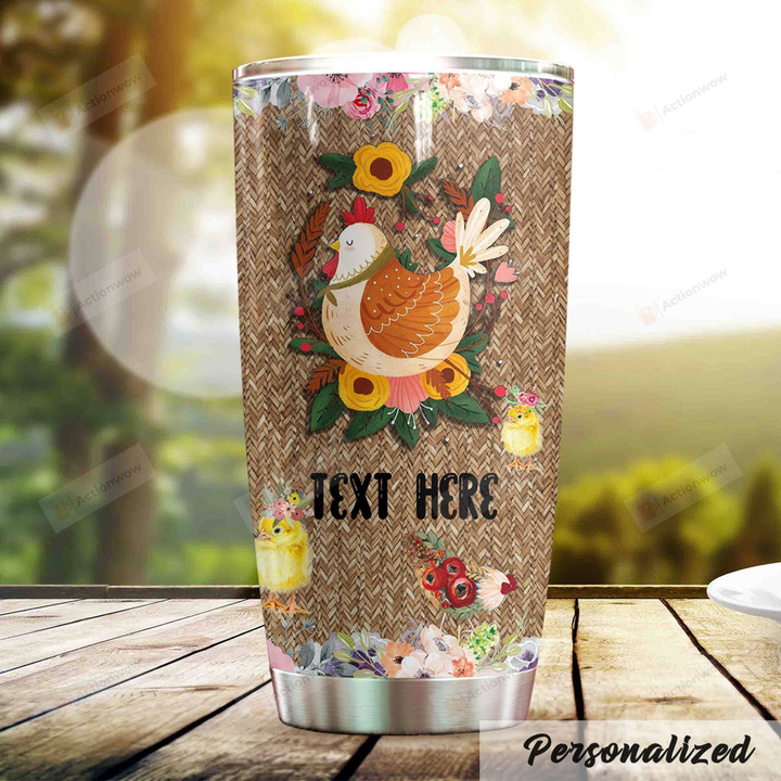 Personalized Farm Chicken Stainless Steel Tumbler Perfect Gifts For Chicken Lover Tumbler Cups For Coffee/Tea, Great Customized Gifts For Birthday Christmas Thanksgiving