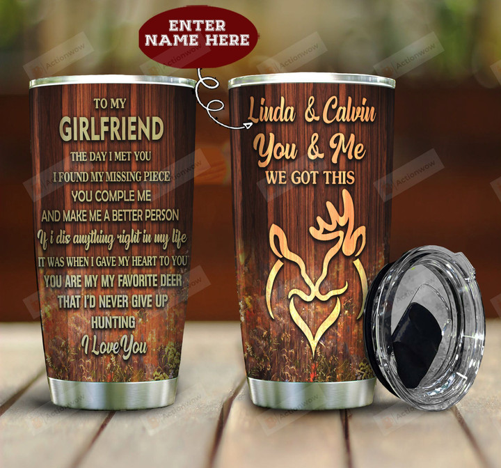 Personalized Deer Hunting To My Girlfriend From Boyfriend I Love You Stainless Steel Tumbler Perfect Gifts For Hunting Lover Tumbler Cups For Coffee/Tea, Great Customized Gifts For Birthday Christmas Thanksgiving Valentine's Day