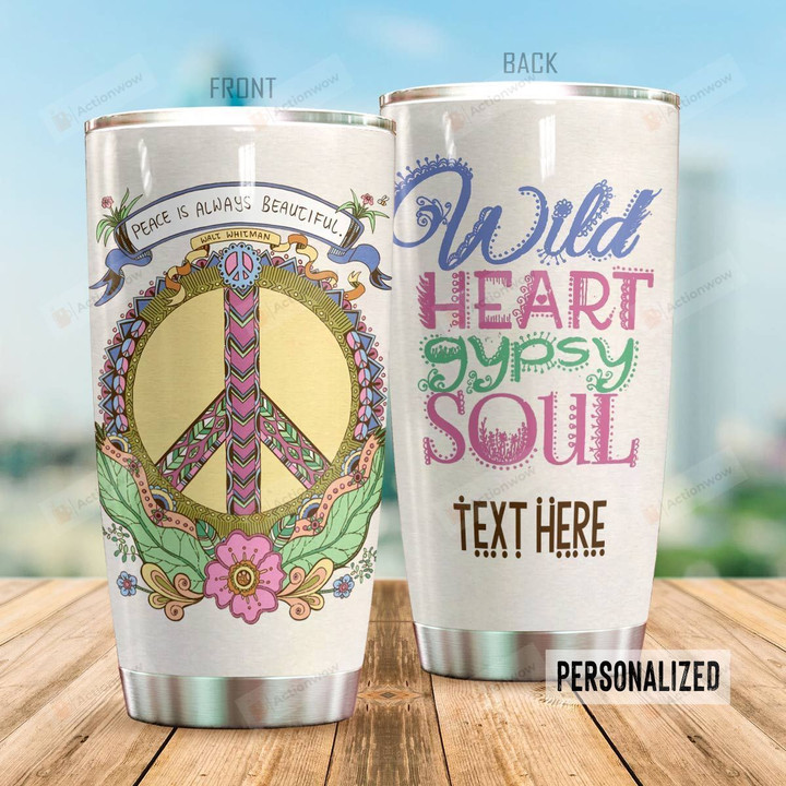 Personalized Hippie Wild Heart Gypsy Soul Steel Tumbler Perfect Gifts For Guitar Lover Tumbler Cups For Coffee/Tea, Great Customized Gifts For Birthday Christmas Thanksgiving