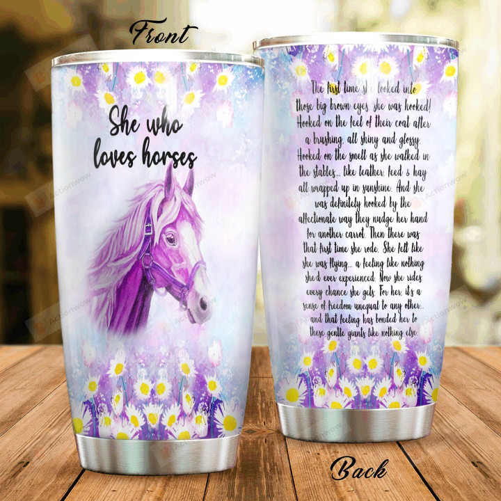 She Who Loves Horses Stainless Steel Tumbler Perfect Gifts For Horse Lover Tumbler Cups For Coffee/Tea, Great Customized Gifts For Birthday Christmas Thanksgiving