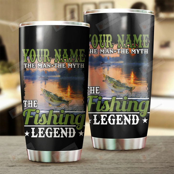 Personalized The Fishing Legend Stainless Steel Tumbler Perfect Gifts For Fishing Lover Tumbler Cups For Coffee/Tea, Great Customized Gifts For Birthday Christmas Thanksgiving