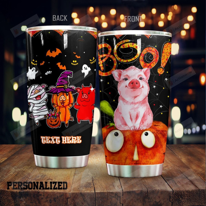 Personalized Halloween Pig Stainless Steel Tumbler Perfect Gifts For Pig Lover Tumbler Cups For Coffee/Tea, Great Customized Gifts For Birthday Christmas Thanksgiving Halloween