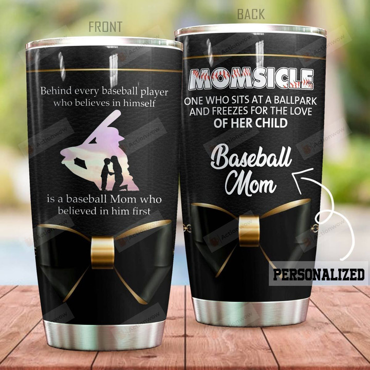 Personalized Baseball Mom Who Sits At Ballpark Stainless Steel Tumbler Perfect Gifts For Baseball Lover Tumbler Cups For Coffee/Tea, Great Customized Gifts For Birthday Christmas Thanksgiving Mother's Day