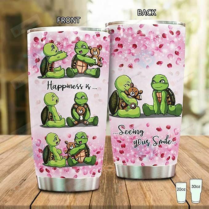 Turtle Happiness Is Seeing Your Smile Stainless Steel Tumbler Perfect Gifts For Turtle Lover Tumbler Cups For Coffee/Tea, Great Customized Gifts For Birthday Christmas Thanksgiving