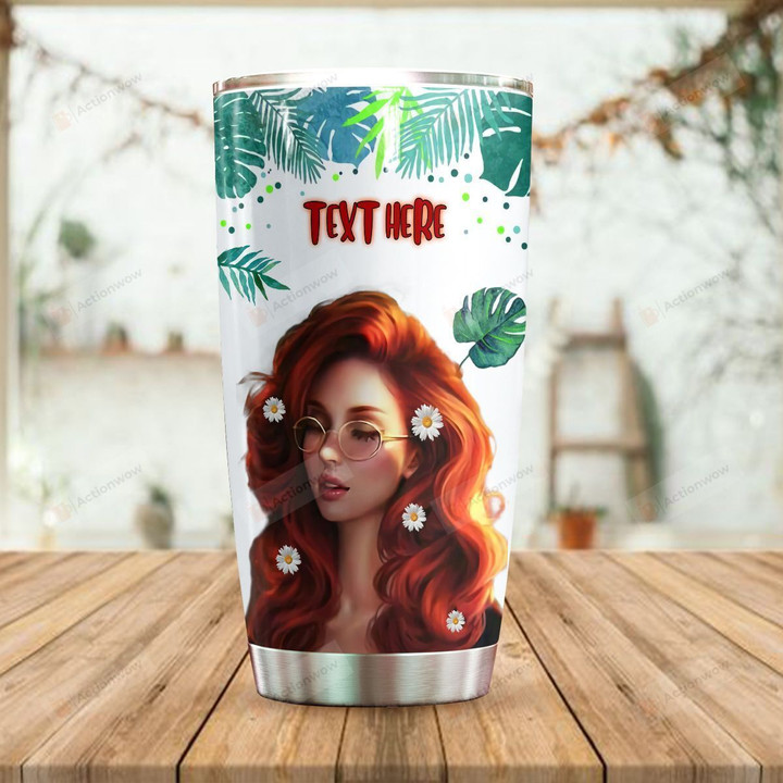 Personalized Red Hair Stainless Steel Tumbler Perfect Gifts For Red Hair Lover Tumbler Cups For Coffee/Tea, Great Customized Gifts For Birthday Christmas Thanksgiving