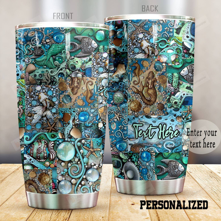 Personalized Beach Ocean Stainless Steel Tumbler Perfect Gifts For Ocean Lover Tumbler Cups For Coffee/Tea, Great Customized Gifts For Birthday Christmas Thanksgiving