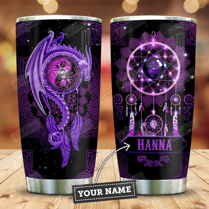 Personalized Purple Dragon Dreamcatcher Stainless Steel Tumbler Perfect Gifts For Dreamcatcher Lover Tumbler Cups For Coffee/Tea, Great Customized Gifts For Birthday Christmas Thanksgiving