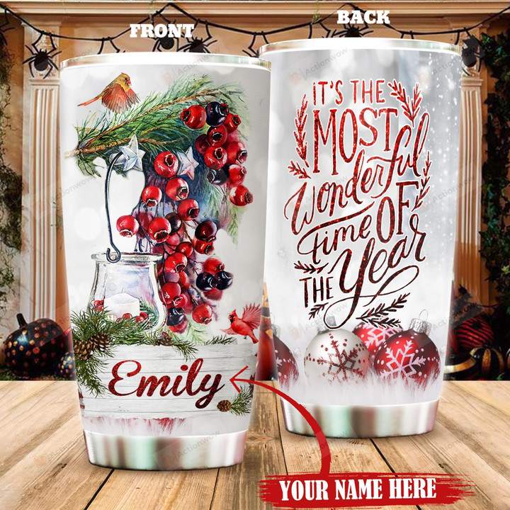 Personalized Christmas It's The Most Wonderful Time Of The Year Stainless Steel Tumbler, Tumbler Cups For Coffee/Tea, Great Customized Gifts For Birthday Christmas Thanksgiving