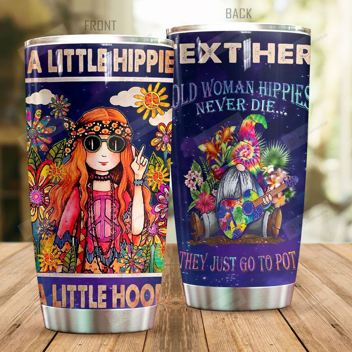 Personalized A Little Hippie A Little Hood Stainless Steel Tumbler Perfect Gifts For Hipppie Tumbler Cups For Coffee/Tea, Great Customized Gifts For Birthday Christmas Thanksgiving