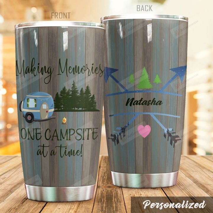 Personalized Camping One Campsite At A Time Stainless Steel Tumbler Perfect Gifts For Camping Lover Tumbler Cups For Coffee/Tea, Great Customized Gifts For Birthday Christmas Thanksgiving