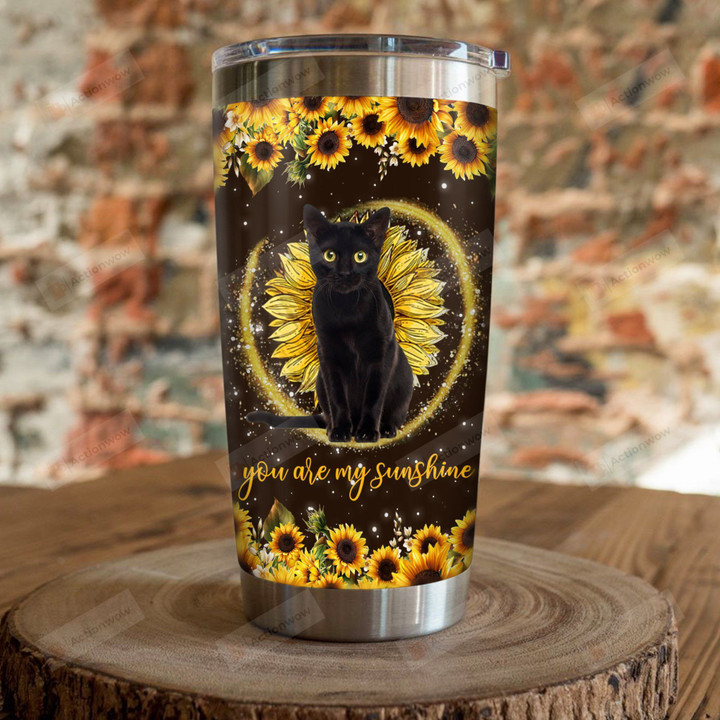 Black Cat Sunflower You Are My Sunshine Stainless Steel Tumbler, Tumbler Cups For Coffee/Tea, Great Customized Gifts For Birthday Christmas Thanksgiving