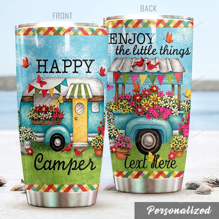 Personalized Camping Enjoy The Little Things Stainless Steel Tumbler Perfect Gifts For Camping Lover Tumbler Cups For Coffee/Tea, Great Customized Gifts For Birthday Christmas Thanksgiving