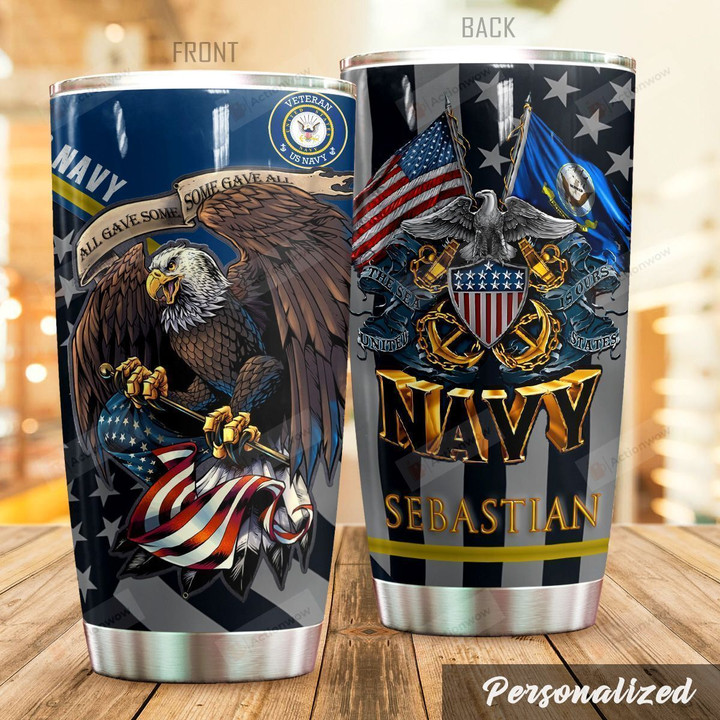 Personalized US Navy Army Stainless Steel Tumbler Perfect Gifts For Navy Army Tumbler Cups For Coffee/Tea, Great Customized Gifts For Birthday Christmas Thanksgiving
