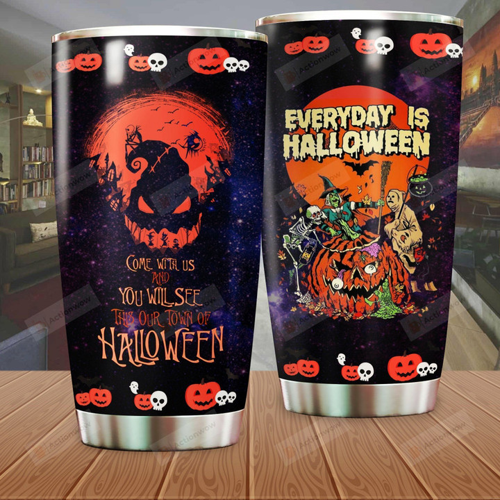 Everyday Is Halloween Stainless Steel Tumbler Perfect Gifts For Pumpkin Lover Tumbler Cups For Coffee/Tea, Great Customized Gifts For Birthday Christmas Thanksgiving Halloween