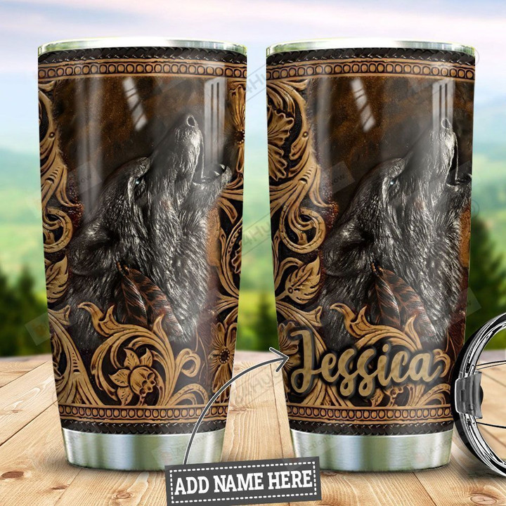 Personalized Wolf Stainless Steel Tumbler Perfect Gifts For Wolf Lover Tumbler Cups For Coffee/Tea, Great Customized Gifts For Birthday Christmas Thanksgiving