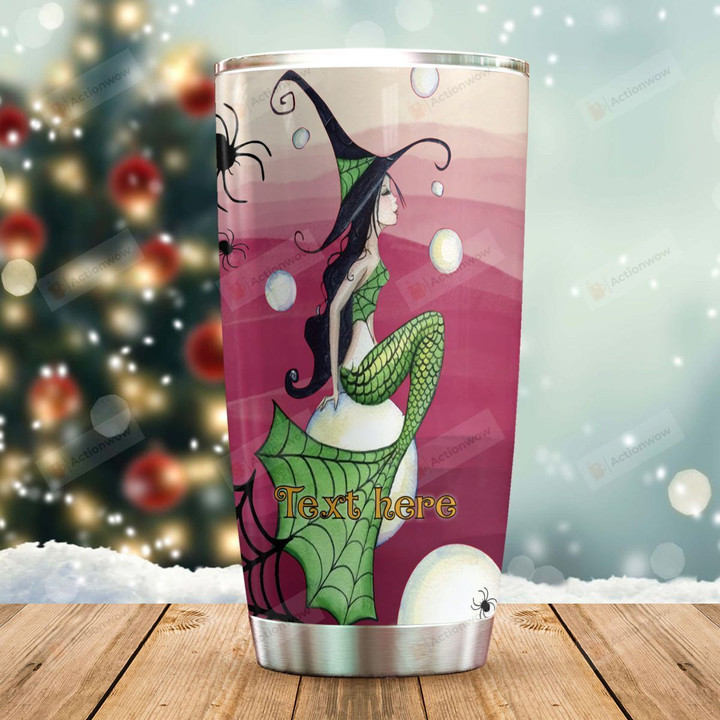 Personalized Mermaid Witch Stainless Steel Tumbler Perfect Gifts For Mermaid Lover Tumbler Cups For Coffee/Tea, Great Customized Gifts For Birthday Christmas Thanksgiving
