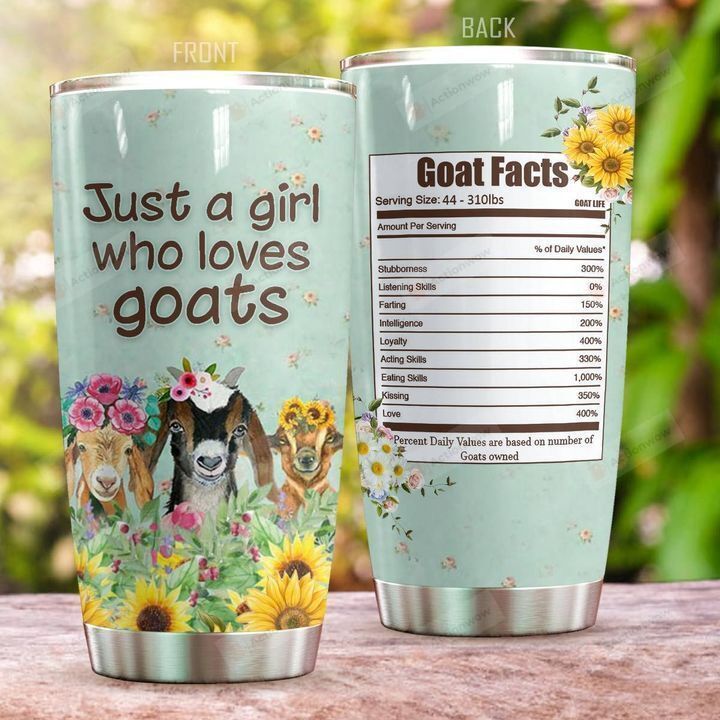 Just A Girl Who Loves Goats Stainless Steel Tumbler Perfect Gifts For Goat Lover Tumbler Cups For Coffee/Tea, Great Customized Gifts For Birthday Christmas Thanksgiving