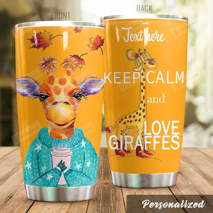 Personalized Keep Calm And Love Giraffes Stainless Steel Tumbler Perfect Gifts For Giraffe Lover Tumbler Cups For Coffee/Tea, Great Customized Gifts For Birthday Christmas Thanksgiving