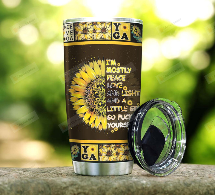 Sunflower I'm Mostly Peace Love Stainless Steel Tumbler Perfect Gifts For Sunflower Lover Tumbler Cups For Coffee/Tea, Great Customized Gifts For Birthday Christmas Thanksgiving
