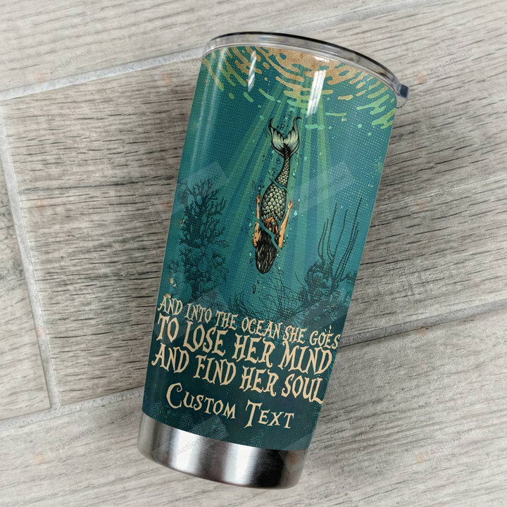Personalized Mermaid To Lose Her Mind Stainless Steel Tumbler Perfect Gifts For Mermaid Lover Tumbler Cups For Coffee/Tea, Great Customized Gifts For Birthday Christmas Thanksgiving