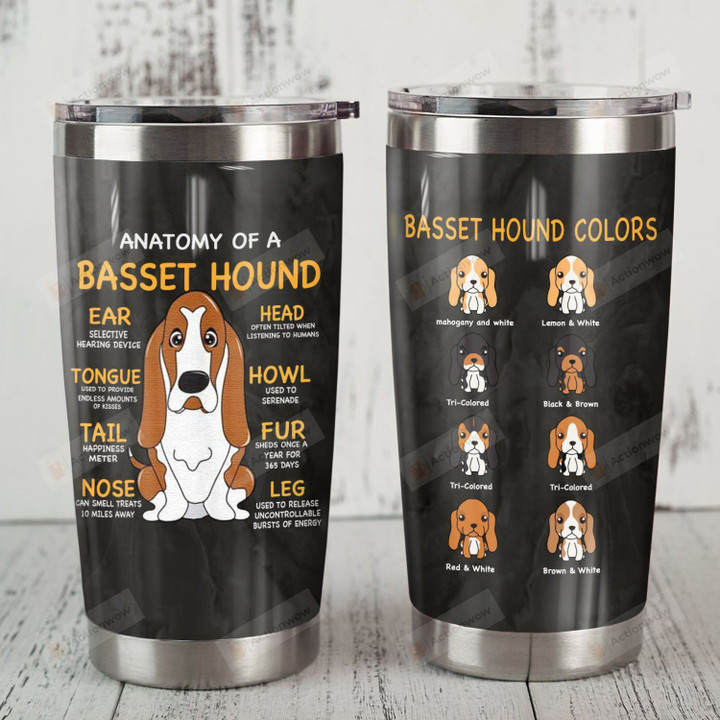 Basset Hound Dog Anatomy Of Basset Hound Stainless Steel Tumbler Perfect Gifts For Dog Lover Tumbler Cups For Coffee/Tea, Great Customized Gifts For Birthday Christmas Thanksgiving