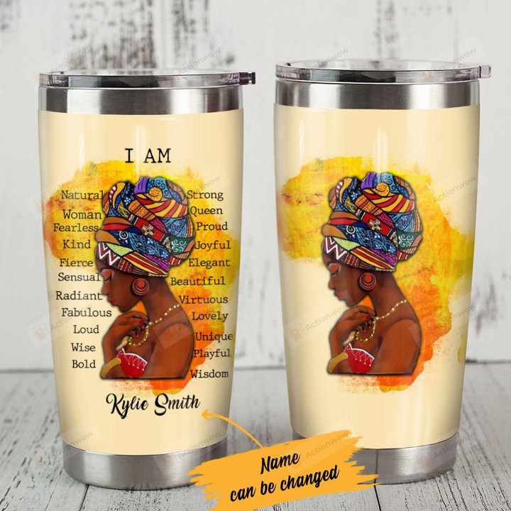 Personalized Black Girl Natural Strong Woman Stainless Steel Tumbler Tumbler Cups For Coffee/Tea, Great Customized Gifts For Birthday Christmas Thanksgiving