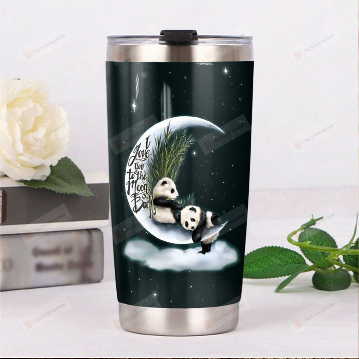 Panda I Love You To The Moon And Back Stainless Steel Tumbler, Tumbler Cups For Coffee/Tea, Great Customized Gifts For Birthday Christmas Thanksgiving