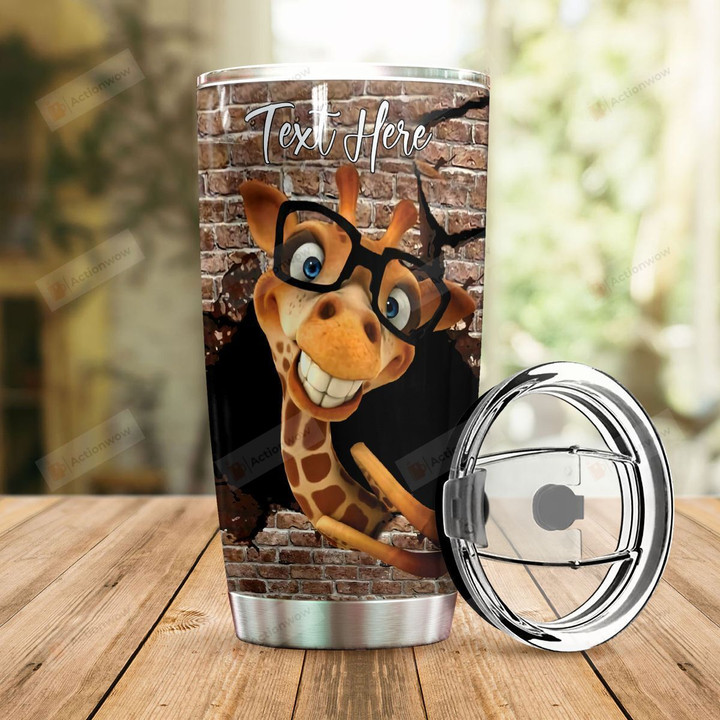 Personalized Giraffe Wearing Glasses Stainless Steel Tumbler Perfect Gifts For Giraffe Lover Tumbler Cups For Coffee/Tea, Great Customized Gifts For Birthday Christmas Thanksgiving
