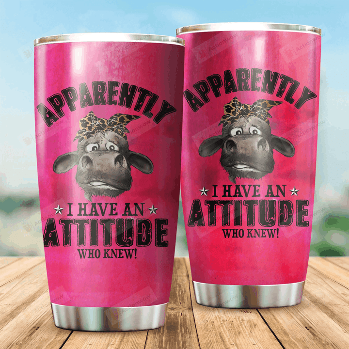 Cow I Have An Attitude Stainless Steel Tumbler Perfect Gifts For Cow Lover Tumbler Cups For Coffee/Tea, Great Customized Gifts For Birthday Christmas Thanksgiving
