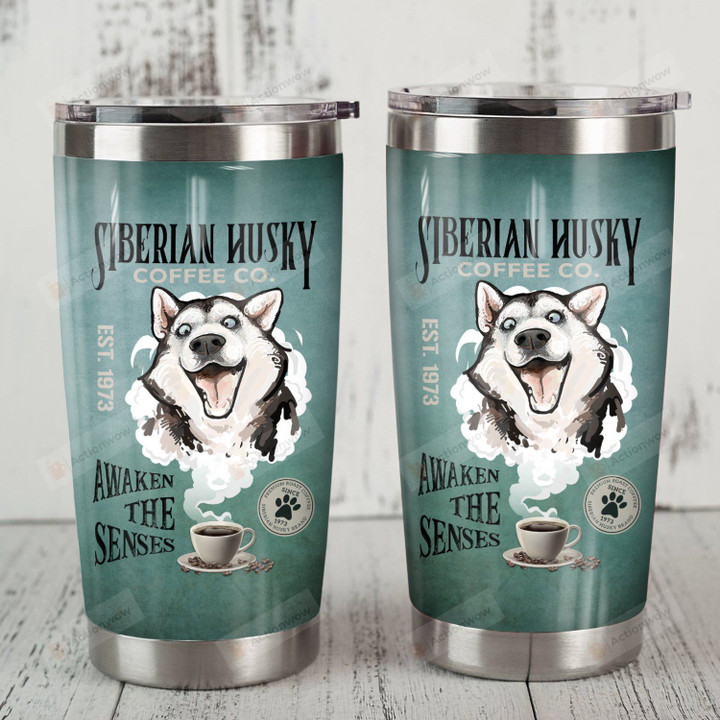 Siberian Husky Dog Dog Print Coffee Awaken The Senses Stainless Steel Tumbler Perfect Gifts For Dog Lover Tumbler Cups For Coffee/Tea, Great Customized Gifts For Birthday Christmas Thanksgiving