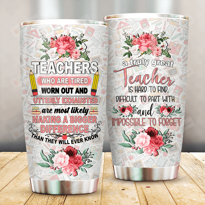 A Truly Great Teacher Is Hard To Find Stainless Steel Tumbler Perfect Gifts For Teacher Tumbler Cups For Coffee/Tea, Great Customized Gifts For Birthday Christmas Thanksgiving